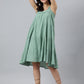 Janasya Women's Mint Green Cotton Solid Flared Western Dress | Swadesiicart