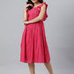 Janasya Women's Pink Cotton Solid Flared Western Dress | Swadesiicart