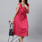Janasya Women's Pink Cotton Solid Flared Western Dress | Swadesiicart
