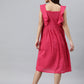 Janasya Women's Pink Cotton Solid Flared Western Dress | Swadesiicart
