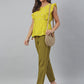 Janasya Women's Yellow Cotton Embroidered Peplum Top | Swadesiicart