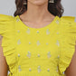 Janasya Women's Yellow Cotton Embroidered Peplum Top | Swadesiicart