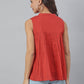 Janasya Women's Maroon Cotton Embroidered A-Line Top | Swadesiicart