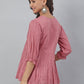 Janasya Women's Pink Cotton Embroidered Fit and Flared Top | Swadesiicart