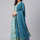 Janasya Women's Sea Green Poly Silk Gold Print Lehenga Choli With Dupatta | Swadesiicart