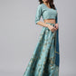 Janasya Women's Sea Green Poly Silk Gold Print Lehenga Choli With Dupatta | Swadesiicart