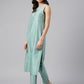 Janasya Women's Sea Green Chanderi Silk Solid Kurta With Pant | Swadesiicart