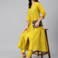 Janasya Women's Yellow Crepe Silk Solid Kurta With Pant | Swadesiicart