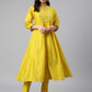 Janasya Women's Yellow Crepe Silk Solid Kurta With Pant | Swadesiicart