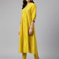 Janasya Women's Yellow Crepe Silk Solid Kurta With Pant | Swadesiicart