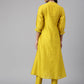 Janasya Women's Yellow Crepe Silk Solid Kurta With Pant | Swadesiicart