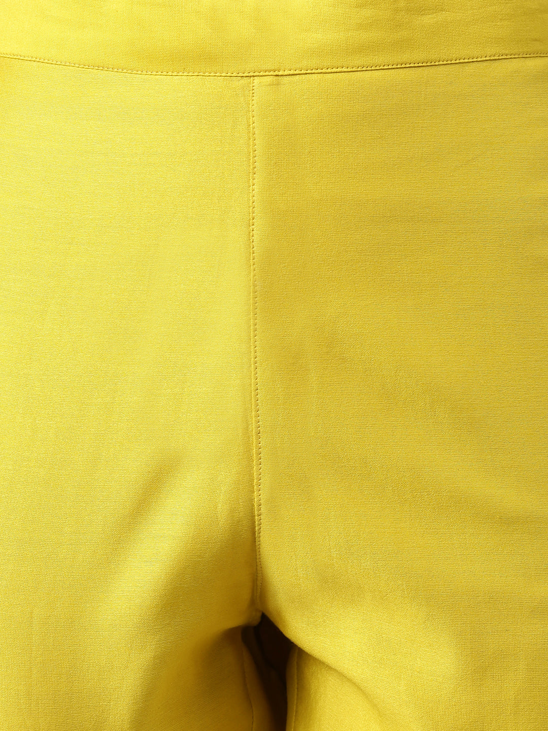 Janasya Women's Yellow Crepe Silk Solid Kurta With Pant | Swadesiicart