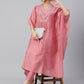 Janasya Women's Rose Red Polyester Solid Kurta With Pant | Swadesiicart