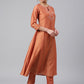 Janasya Women's Rust Orange Poly Silk Embroidered Kurta With Pant | Swadesiicart
