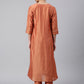 Janasya Women's Rust Orange Poly Silk Embroidered Kurta With Pant | Swadesiicart