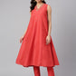 Janasya Women's Red Art Silk Solid Kurta With Pant | Swadesiicart