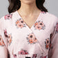 Janasya Women's Peach Georgette Floral Printed Flared Western Dress | Swadesiicart