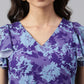 Janasya Women's Blue Georgette Printed Flared Western Dress | Swadesiicart