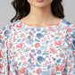 Janasya Women's White Georgette Floral Printed Flared Western Dress | Swadesiicart
