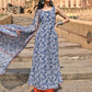 Janasya Women's Blue Georgette Floral Print Kurta With Flared Palazzo And Dupatta | Swadesiicart