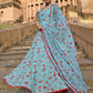 Janasya Women's Sea Green Georgette Floral Print Kurta With Flared Palazzo And Dupatta | Swadesiicart