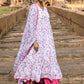 Janasya Women's White Georgette Floral Print Kurta With Flared Palazzo And Dupatta | Swadesiicart
