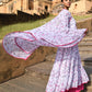 Janasya Women's White Georgette Floral Print Kurta With Flared Palazzo And Dupatta | Swadesiicart