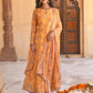 Janasya Women's Yellow Georgette Floral Print Kurta With Flared Palazzo And Dupatta | Swadesiicart
