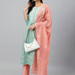Janasya Women's Green Poly Silk Embroidered Kurta With Pant And Dupatta | Swadesiicart