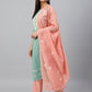 Janasya Women's Green Poly Silk Embroidered Kurta With Pant And Dupatta | Swadesiicart