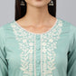 Janasya Women's Green Poly Silk Embroidered Kurta With Pant And Dupatta | Swadesiicart