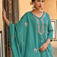 Janasya Women's Green Poly Silk Floral Embroidered Kurta With Pant And Dupatta | Swadesiicart