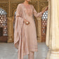 Janasya Women's Rose Gold Poly Silk Floral Embroidery Kurta With Pant And Dupatta | Swadesiicart