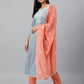 Janasya Women's Grey Poly Silk Floral Embroidery Kurta With Pant And Dupatta | Swadesiicart