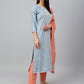 Janasya Women's Grey Poly Silk Floral Embroidery Kurta With Pant And Dupatta | Swadesiicart