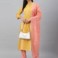 Janasya Women's Mustard Poly Silk Floral Embroidery Kurta With Pant And Dupatta | Swadesiicart