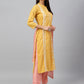 Janasya Women's Mustard Poly Silk Floral Embroidery Kurta With Pant And Dupatta | Swadesiicart