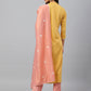 Janasya Women's Mustard Poly Silk Floral Embroidery Kurta With Pant And Dupatta | Swadesiicart