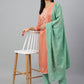 Janasya Women's Coral Poly Silk Floral Embroidery Kurta With Pant And Dupatta | Swadesiicart