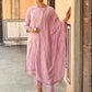 Janasya Women's Mauve Poly Silk Floral Embroidery Kurta With Pant And Dupatta | Swadesiicart