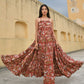 Janasya Women's Red Cotton Floral Print Tiered Western Dress | Swadesiicart