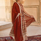 Janasya Women's Rust Cotton Floral Print Kurta With Palazzo And Dupatta | Swadesiicart