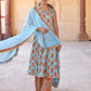Janasya Women's Mint Blue Cotton Floral Print Kurta With Palazzo And Dupatta | Swadesiicart