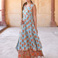 Janasya Women's Mint Blue Cotton Floral Print Kurta With Palazzo And Dupatta | Swadesiicart