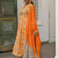 Janasya Women's Mustard Cotton Embroidered Kurta With Palazzo And Dupatta | Swadesiicart