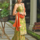 Janasya Women's Green Cotton Floral Block Print Kurta With Palazzo And Dupatta | Swadesiicart