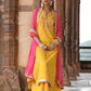 Janasya Women's Yellow Cotton Embroidered Kurta With Palazzo And Dupatta | Swadesiicart