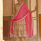 Janasya Women's Yellow Cotton Floral Print Kurta With Palazzo And Dupatta | Swadesiicart