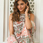 Janasya Women's White Cotton Floral Block Print Kurta With Sharara And Dupatta | Swadesiicart