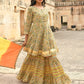 Janasya Women's Light Green Cotton Floral Block Print Kurta With Gharara And Dupatta | Swadesiicart